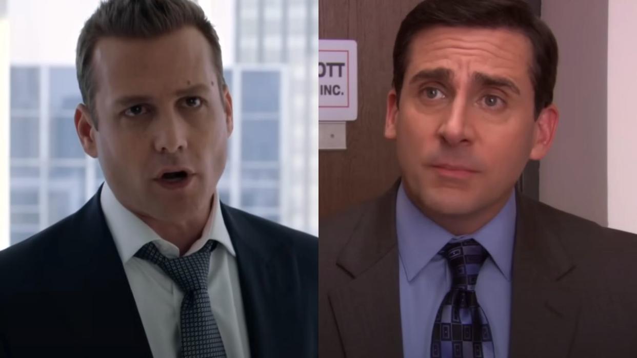  Split image of Suits and The Office. 