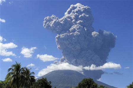 The Chaparrastique volcano spews ash in the municipality of San Miguel December 29, 2013. REUTERS/Stringer