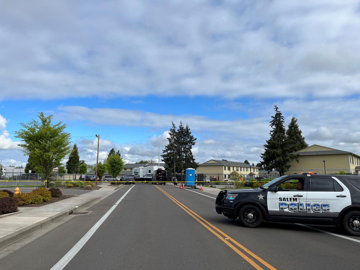 Salem Police secure a shooting scene on May 1, 2023.