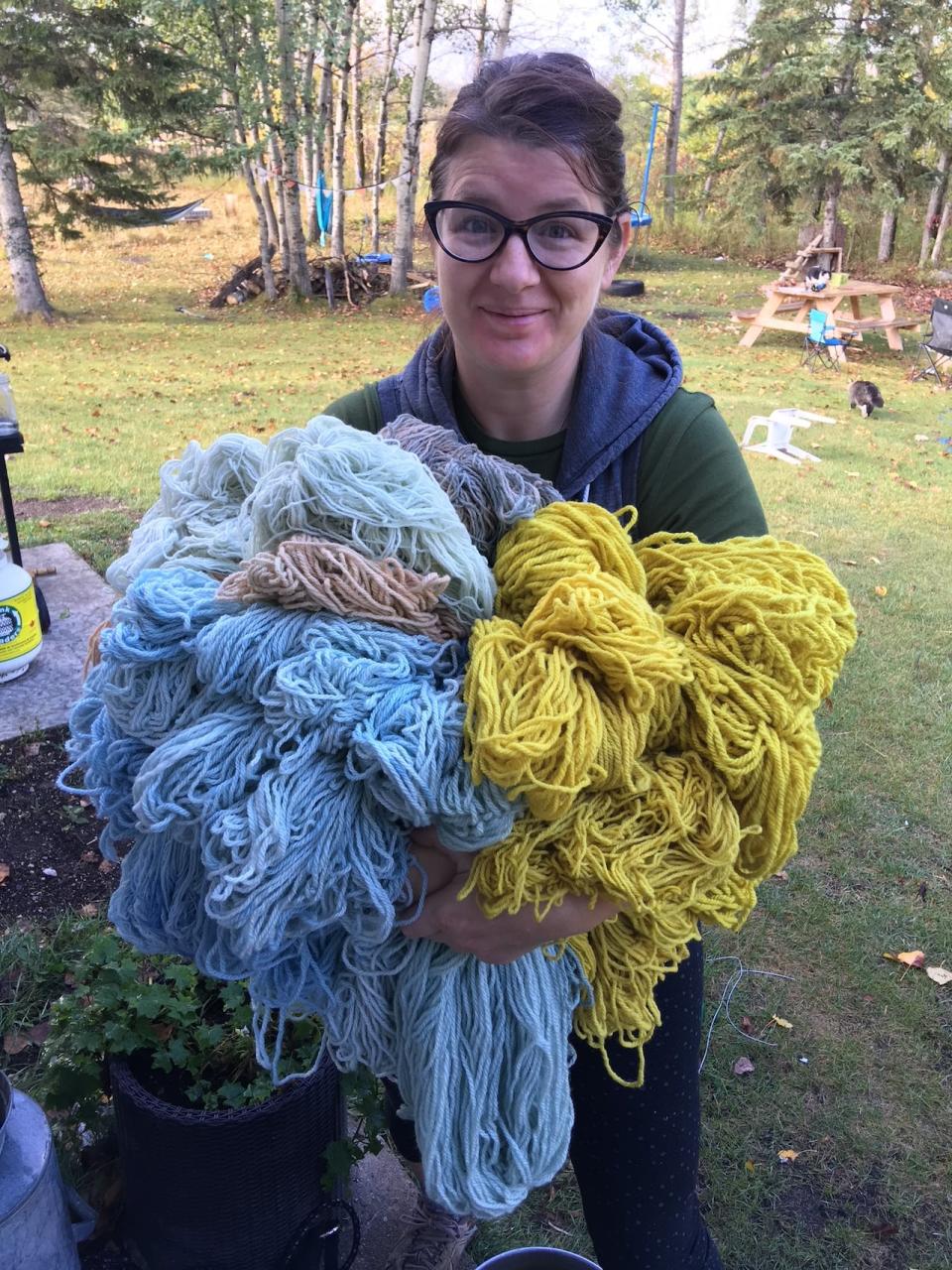 Wool that Hunter has created locally in Manitoba.