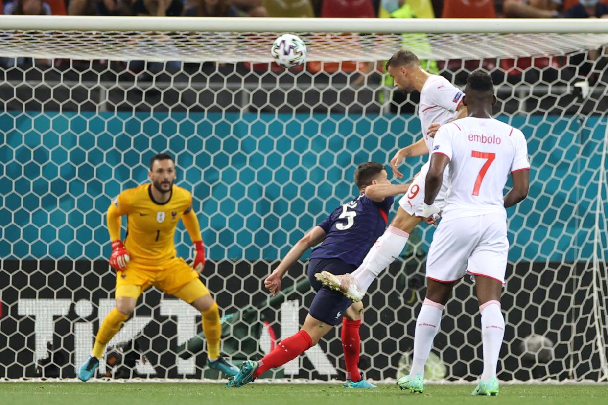 Haris Seferovic scores for Switzerland (POOL/AFP via Getty Images)