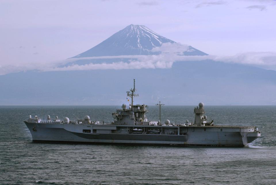 USS Blue Ridge Mt Fuji Japan