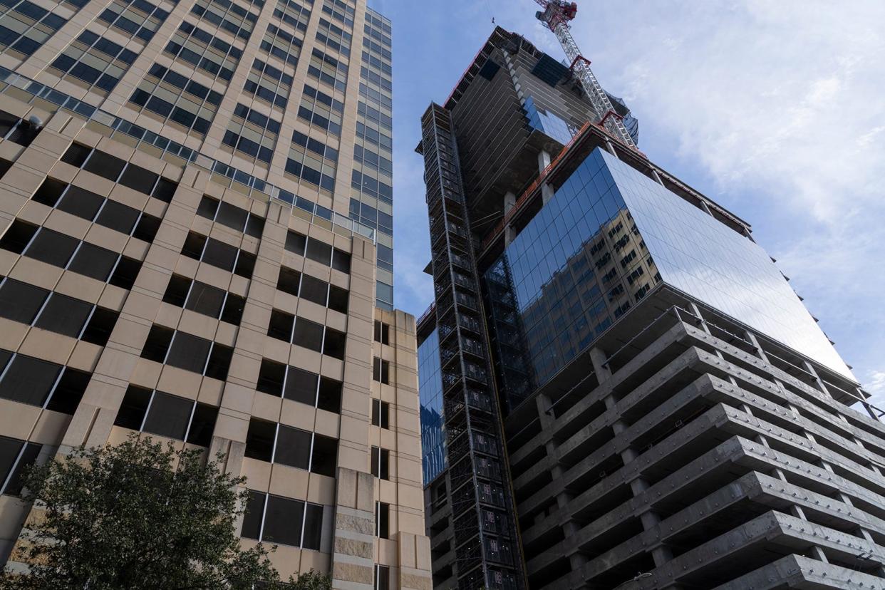 The soon-to-be mixed-use tower on 6th Street and Guadalupe Street in December. At 66 stories, it will be the tallest tower on the Austin skyline to date once it opens in 2024.