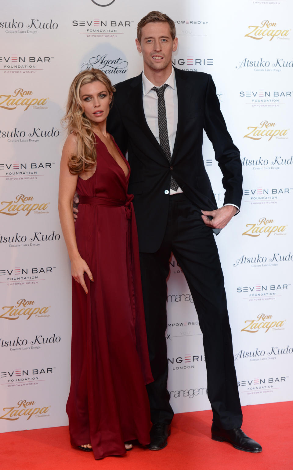 Abigail Clancy and Peter Crouch arriving at Lingerie London, Old Billingsgate Market, London.   