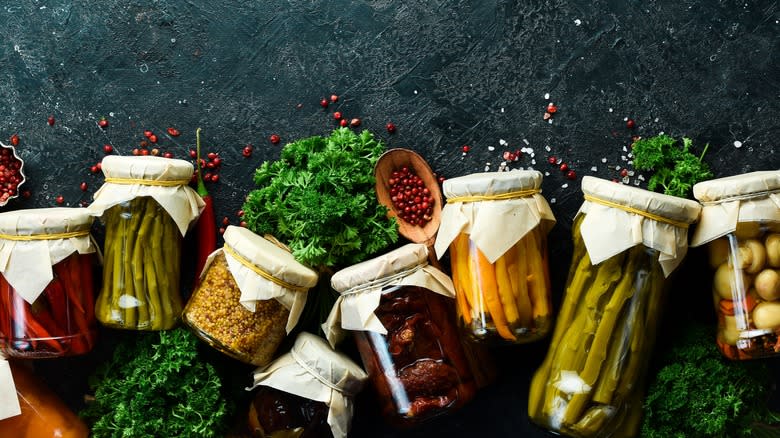 Jars of pickled vegtables