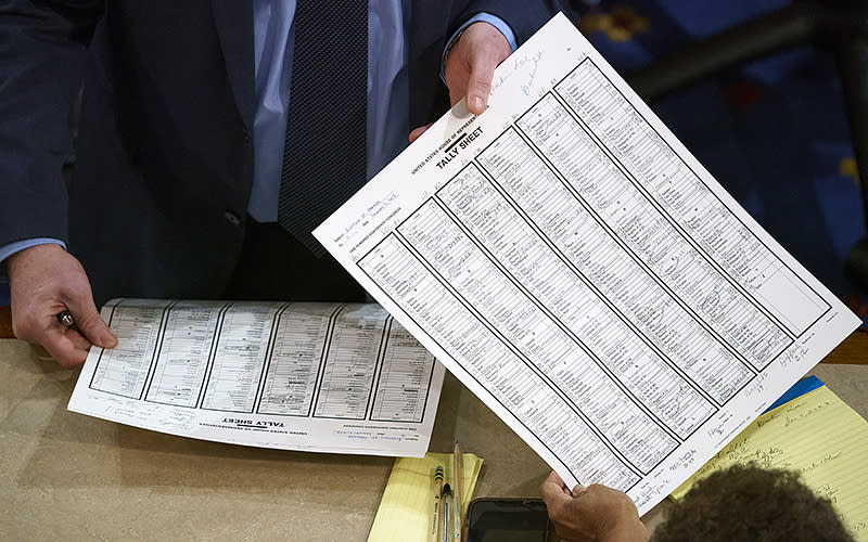 A tally sheet for the ninth ballot for Speaker is seen on Jan. 5. <em>Greg Nash</em>