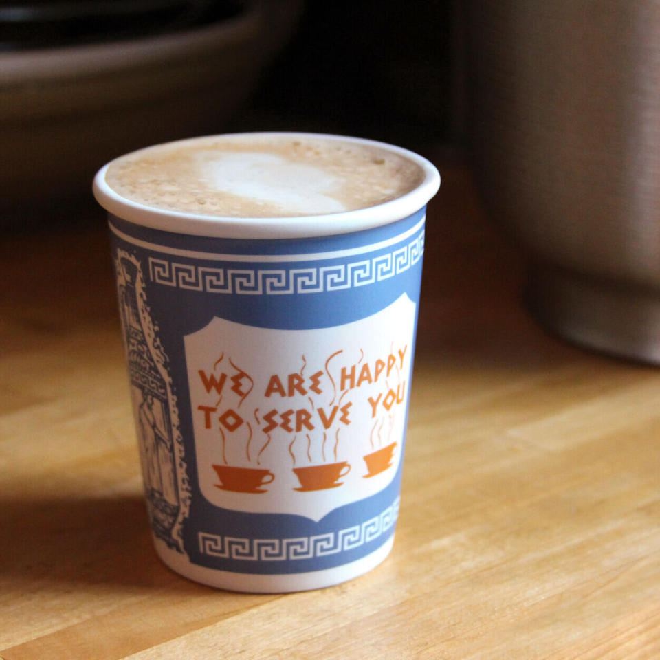 If your friend likes to get a cup of coffee before getting lost at a museum, this cup &mdash; in the style of the paper cups used by New York City diners and street vendors &mdash; can bring back that feeling. It's reusable, too, making it a great eco-friendly gift. <a href="https://fave.co/3jSnuE3" target="_blank" rel="noopener noreferrer">Find it for $15 at the MoMA Design Store</a>.