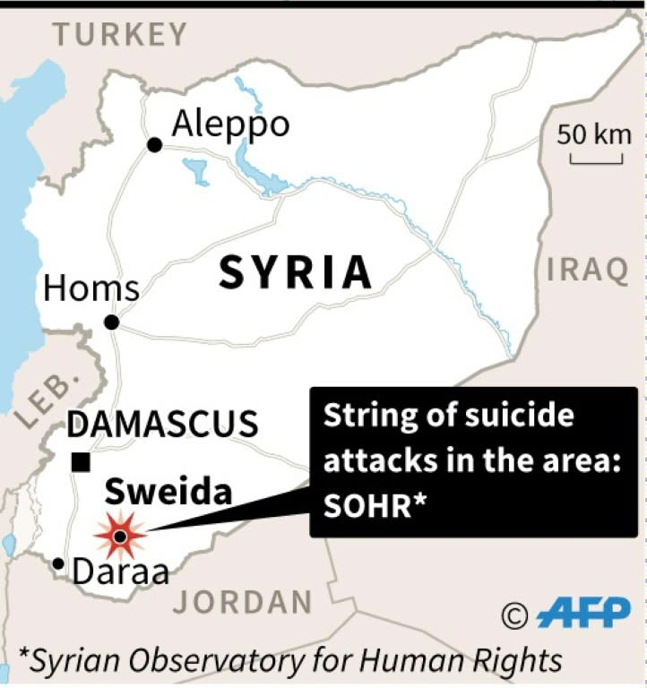 Map of Syria locating Sweida