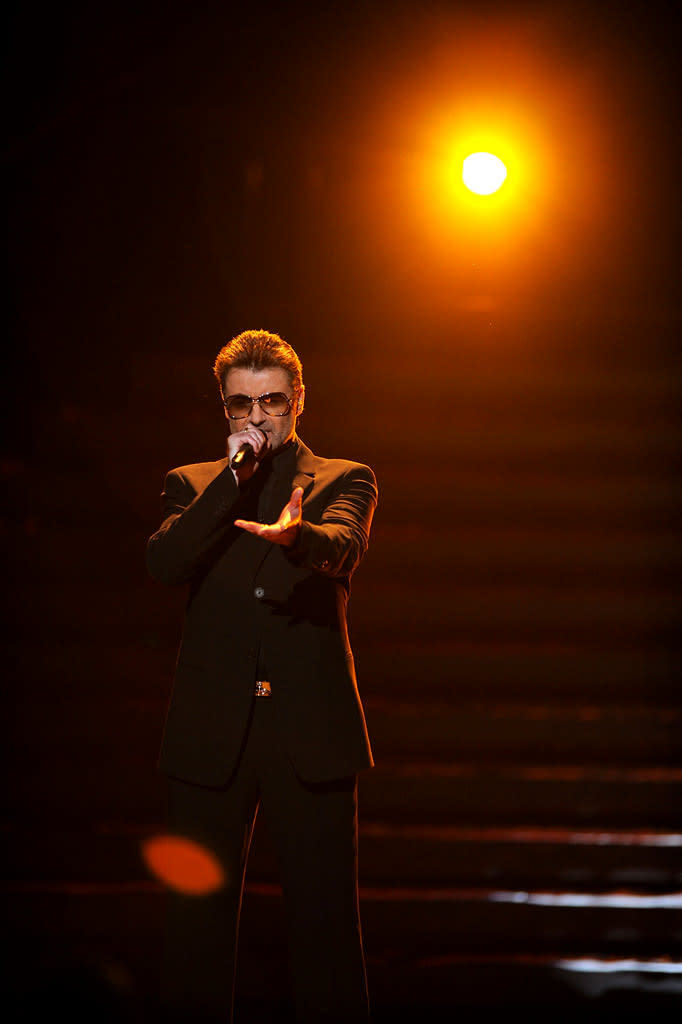 George Michael performs on stage during the grand finale of "American Idol" Season 7.