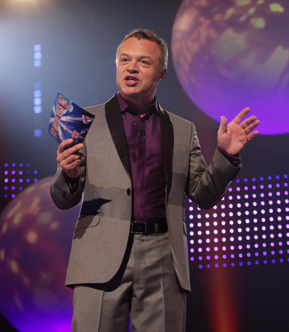 Host of the show Graham Norton during BBC1&#39;s Eurovision: Your Country Needs You, filmed at BBC TV Centre in west London.   (Photo by Yui Mok/PA Images via Getty Images)