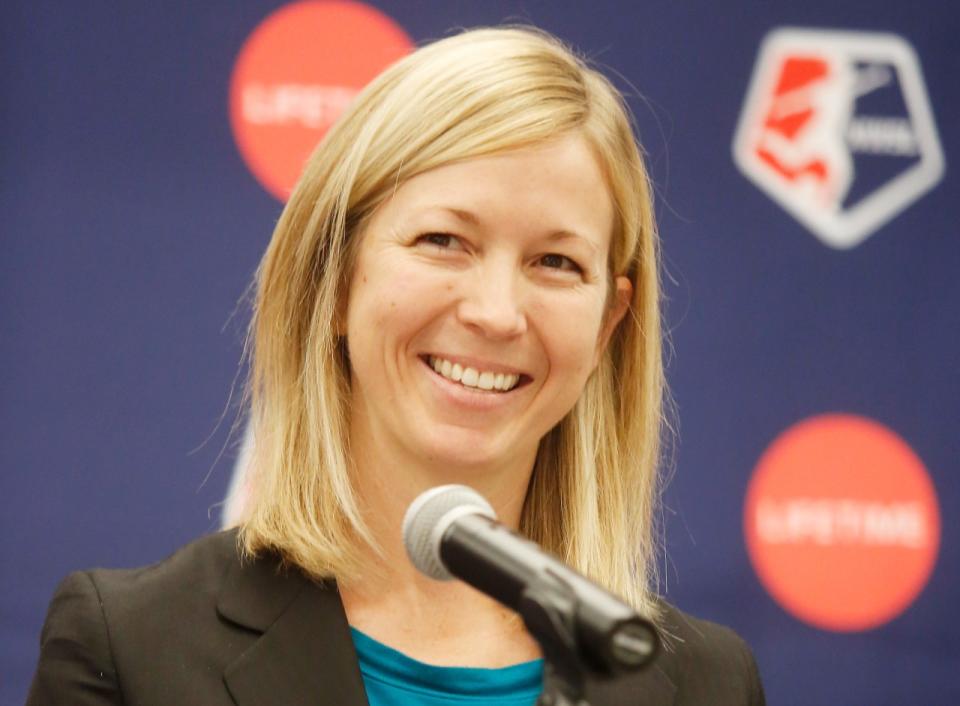 Current NWSL president Amanda Duffy is a candidate for the league's vacant commissioner position. (Photo by Thos Robinson/Getty Images for Lifetime)