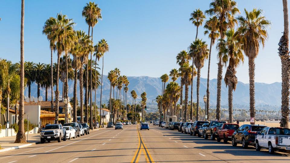highway along the beach in santa barbara, california, usa