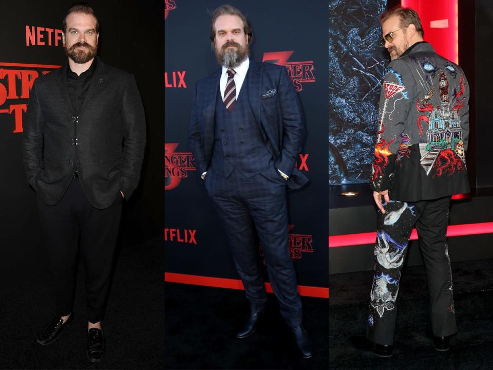 David Harbour at "Stranger Things" premieres between 2016 and 2022.