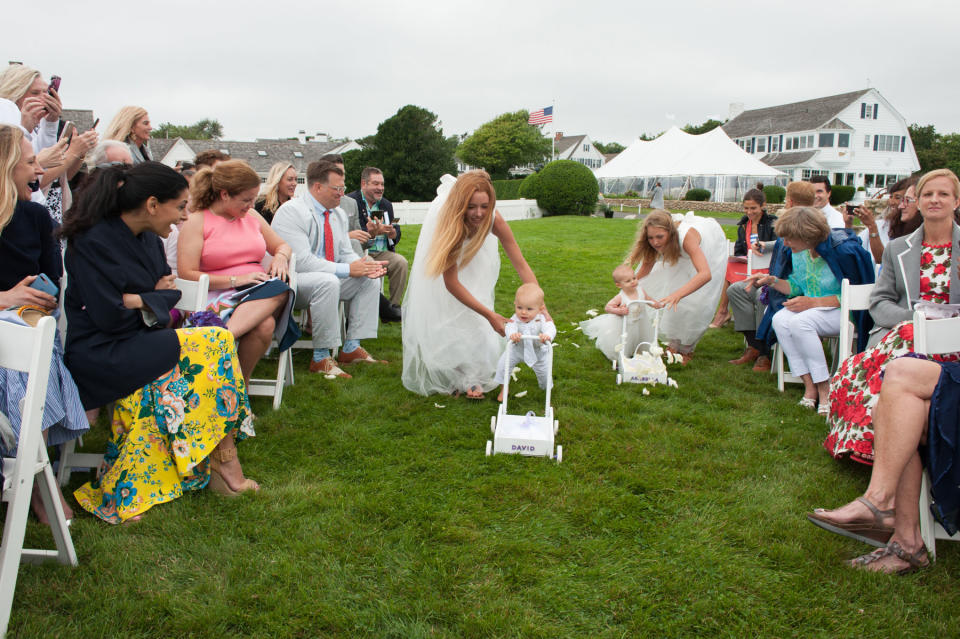 <p>The babies helped out during the ceremony</p>