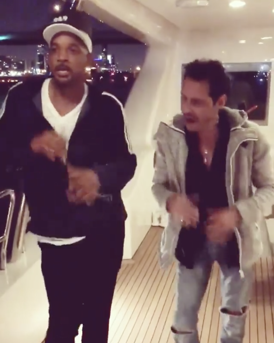 <p>Learning from the best! “#Bucketlist. Salsa lessons from @MarcAnthony,” the Fresh Prince captioned a video of the duo making some moves on a yacht. “I just realized this is my 100th post! Thank you all! Let’s go get the next [100].” (Photo: <a rel="nofollow noopener" href="https://www.instagram.com/p/BgwHVYnH4K2/?taken-by=willsmith" target="_blank" data-ylk="slk:Will Smith via Instagram;elm:context_link;itc:0;sec:content-canvas" class="link ">Will Smith via Instagram</a>) </p>