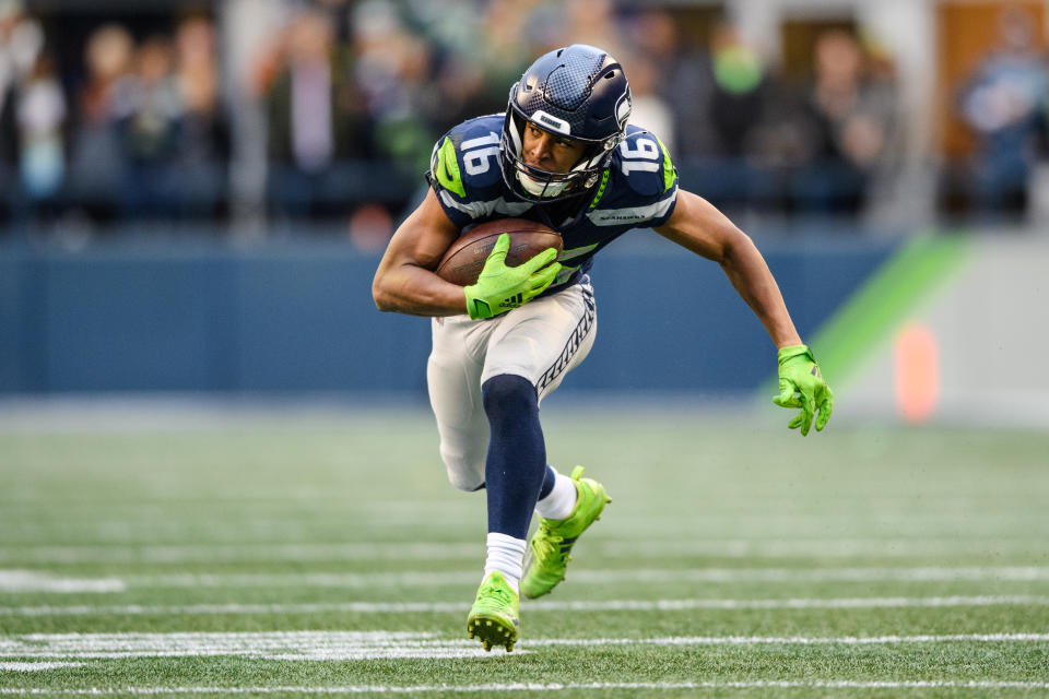 Tyler Lockett #16 of the Seattle Seahawks is a fantasy star