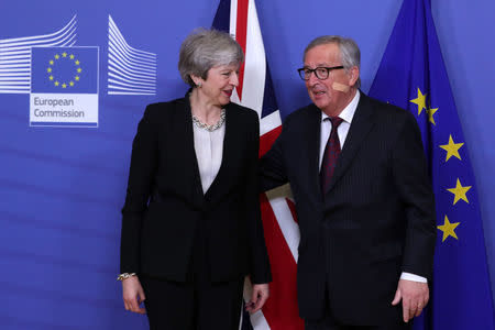 European Commission President Jean-Claude Juncker meets with British Prime Minister Theresa May at the European Commission headquarters in Brussels, Belgium February 20, 2019. REUTERS/Yves Herman