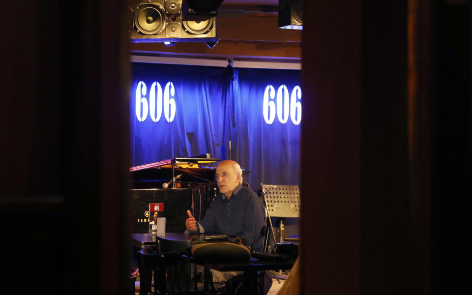 Steve Rubie speaks to the Associated Press at his 606 music venue in London, Thursday, Aug. 6, 2020. More than 400 grassroots music venues in Britain are said to be at imminent risk of closure, although the government is currently pledging 2.25 million pounds in a “culture recovery package”, that wont be enough to reach the grass roots according to organisers. (AP Photo/Alastair Grant)