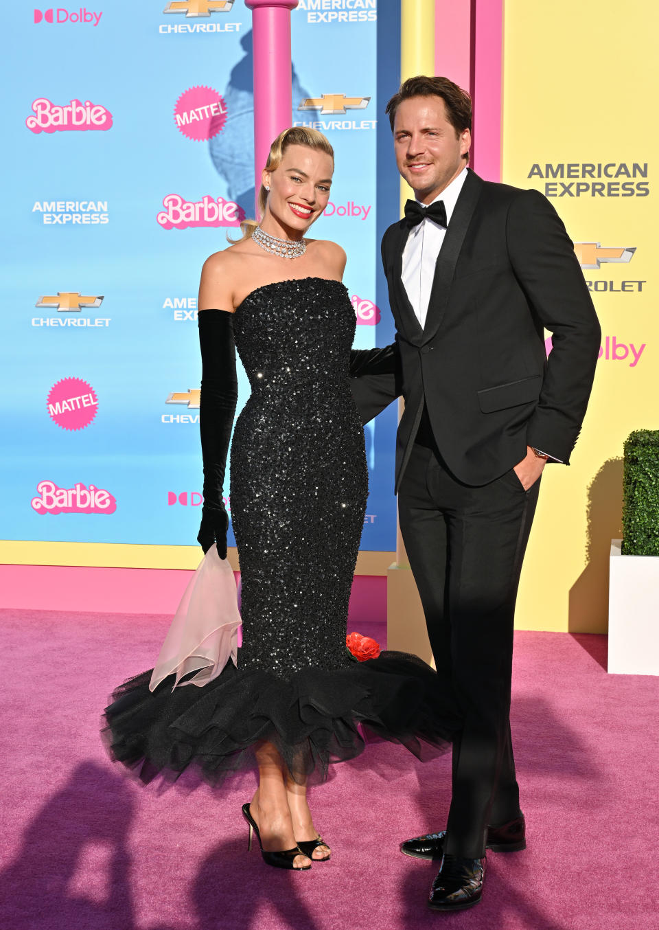 LOS ANGELES, CALIFORNIA - JULY 09: Margot Robbie and Tom Ackerley attend the World Premiere of 