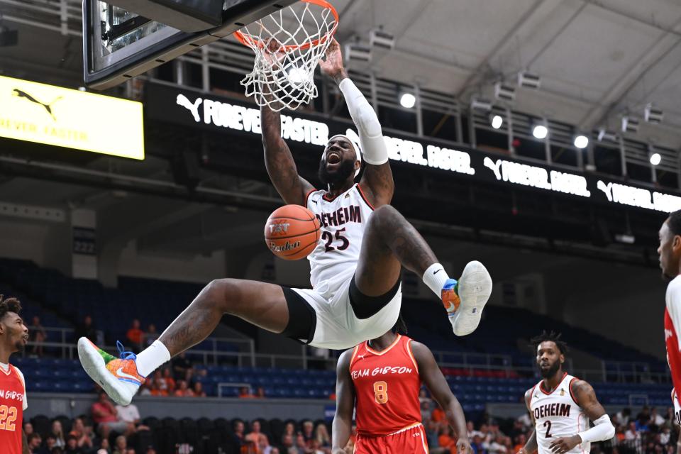 Rakeem Christmas puts down a dunk during Boeheim's Army first round win over Team Gibson in The Basketball Tournament.