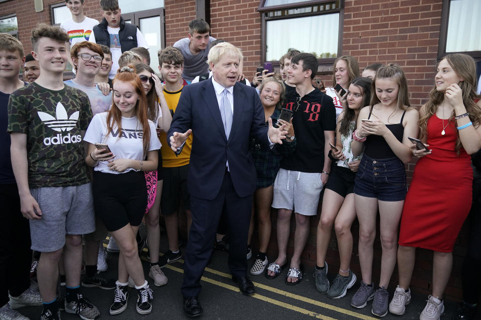 Conservative party leadership contender Boris Johnson at a campaign event in Wombourne in the West Midlands.