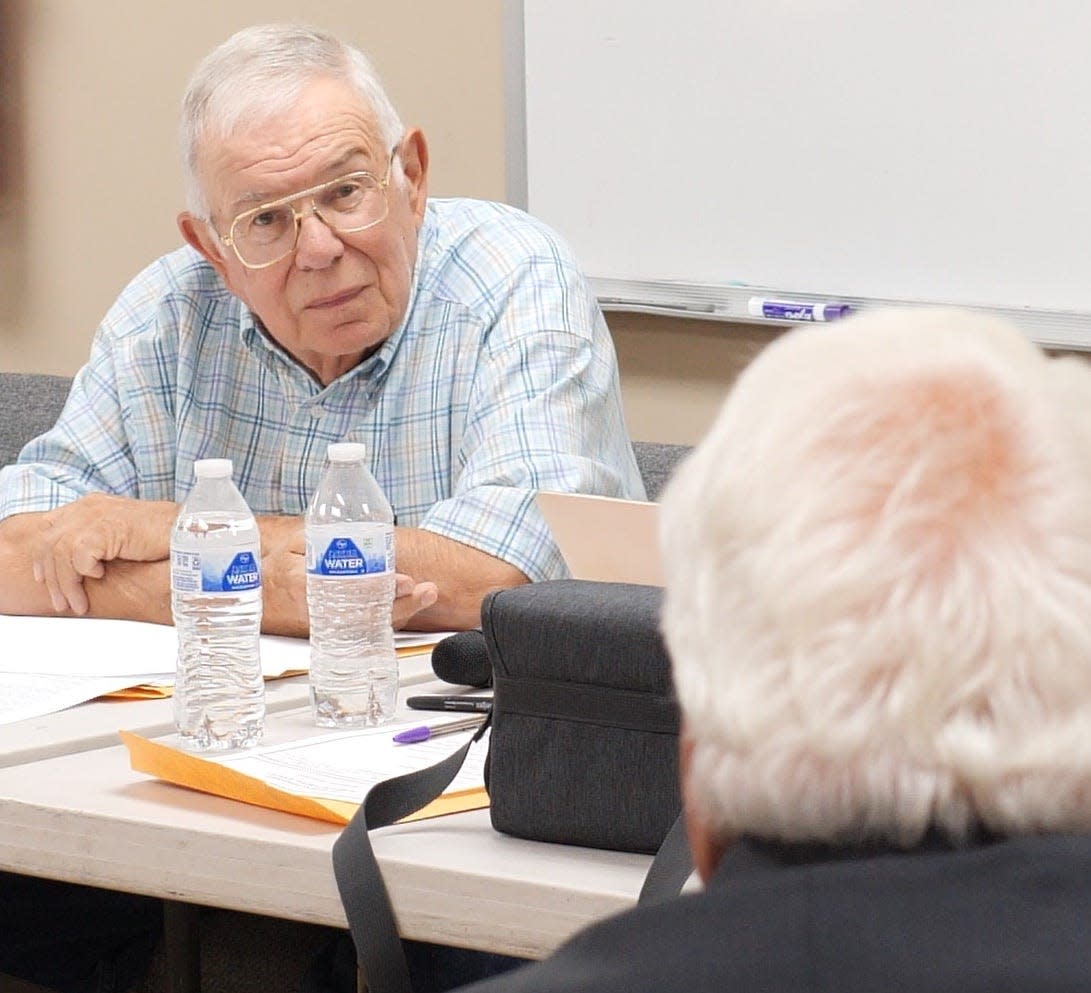 St. Albans Township Board of Zoning Appeals member Fred Pettey tells The Shelly Co. representatives that their public relations in the community "sucks" during a July 19 meeting.