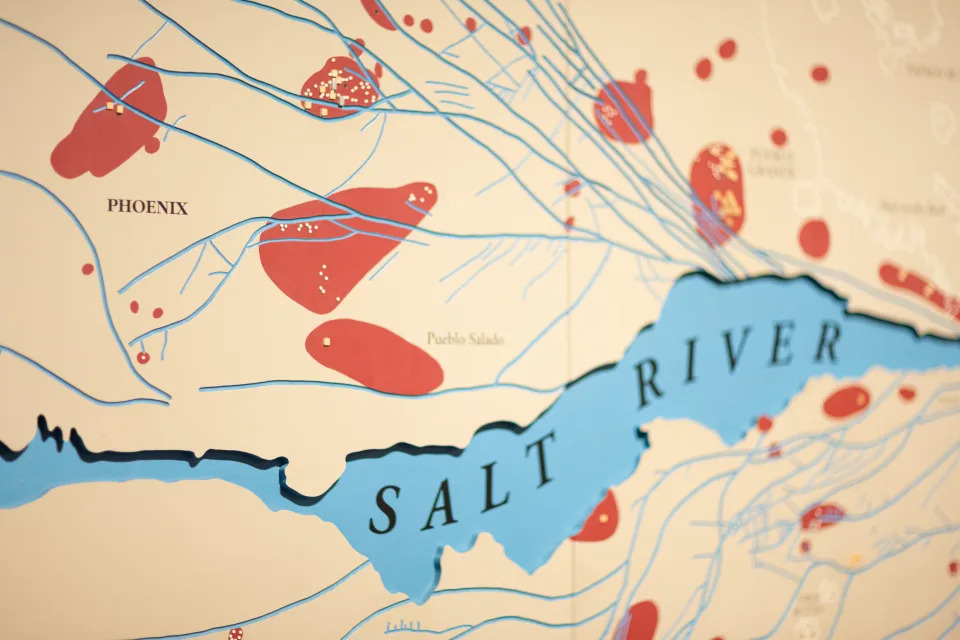 A diagram of waterways used by Indigenous groups, including the Hohokam.