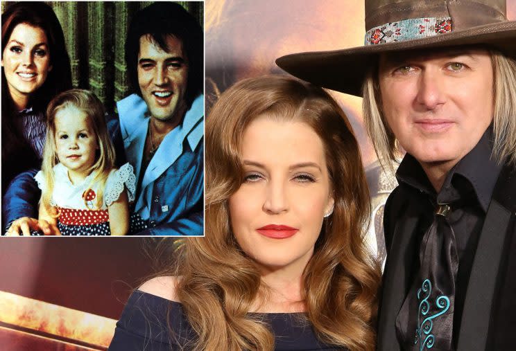 Elvis and Priscilla Presley with daughter Lisa Marie, and Lisa with estranged husband Michael Lockwood (Sipa Press/REX/Shutterstock/WENN)