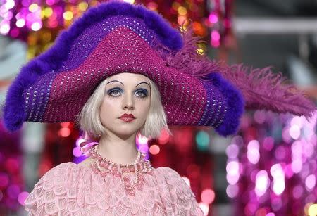 A model presents a creation at the Ryan Lo catwalk show during London Fashion Week Spring/Summer 2017 in London, Britain September 16, 2016. REUTERS/Neil Hall