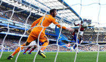 Soccer Football - Premier League - Chelsea v Manchester United - Stamford Bridge, London, Britain - October 20, 2018 Chelsea's Antonio Rudiger scores their first goal REUTERS/Dylan Martinez