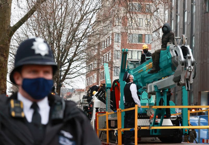 Extinction Rebellion activists protest the HS2 high-speed railway in London