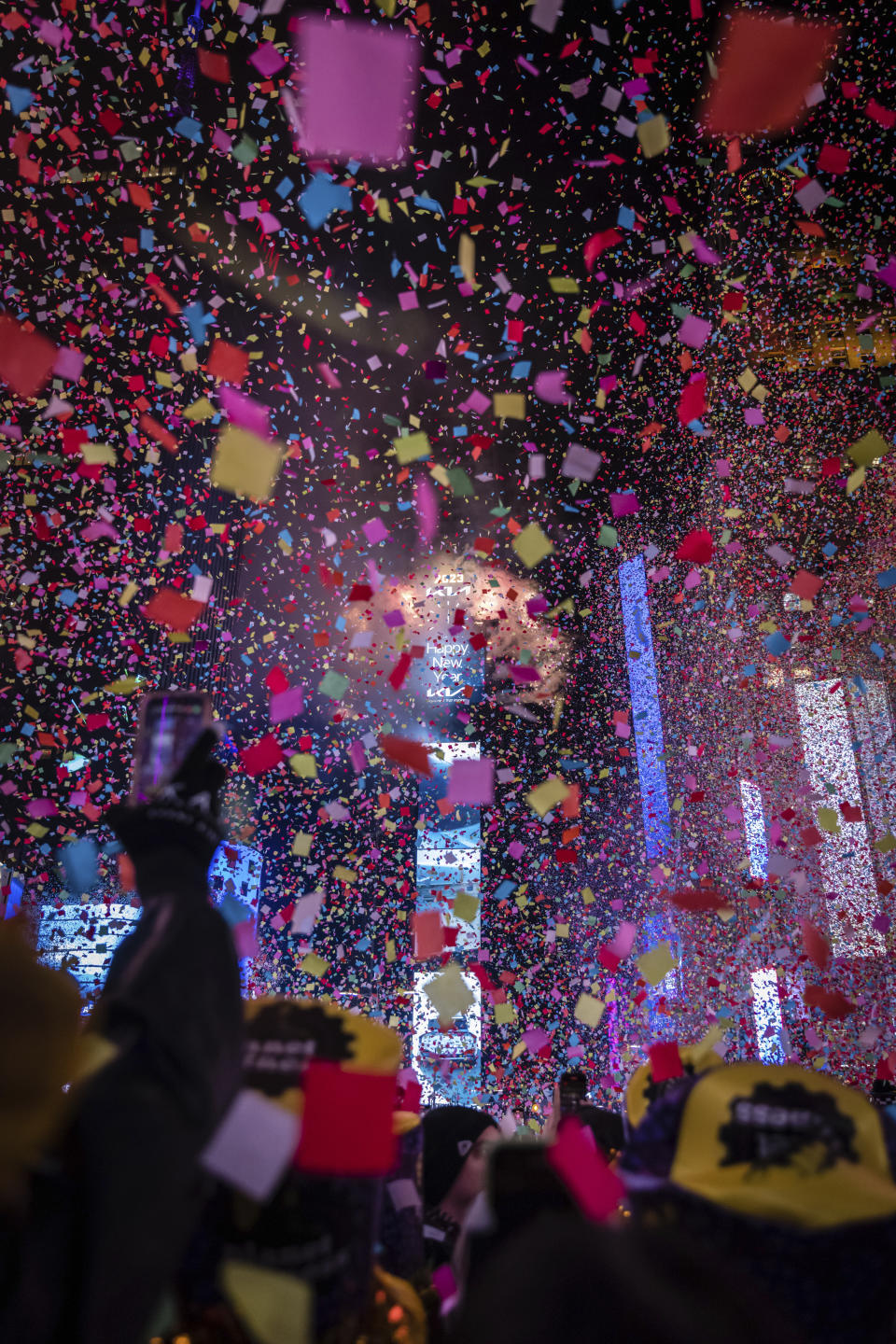 The Times Square New Year's Eve Ball drops during New Year's celebration in Times Square on Sunday, Jan. 1, 2023 in New York. (AP Photo/Stefan Jeremiah)