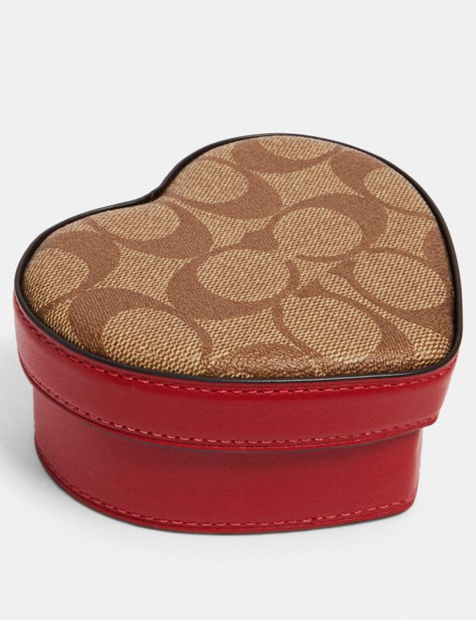 Coach Heart Trinket Box In Signature Canvas