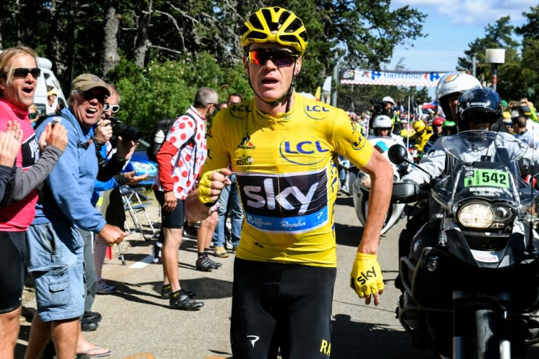 Chris Froome was forced to run up Mont Ventoux at the end of the 12th stage of the Tour de France between Montpellier and Chalet-Reynard, on July 14, 2016
