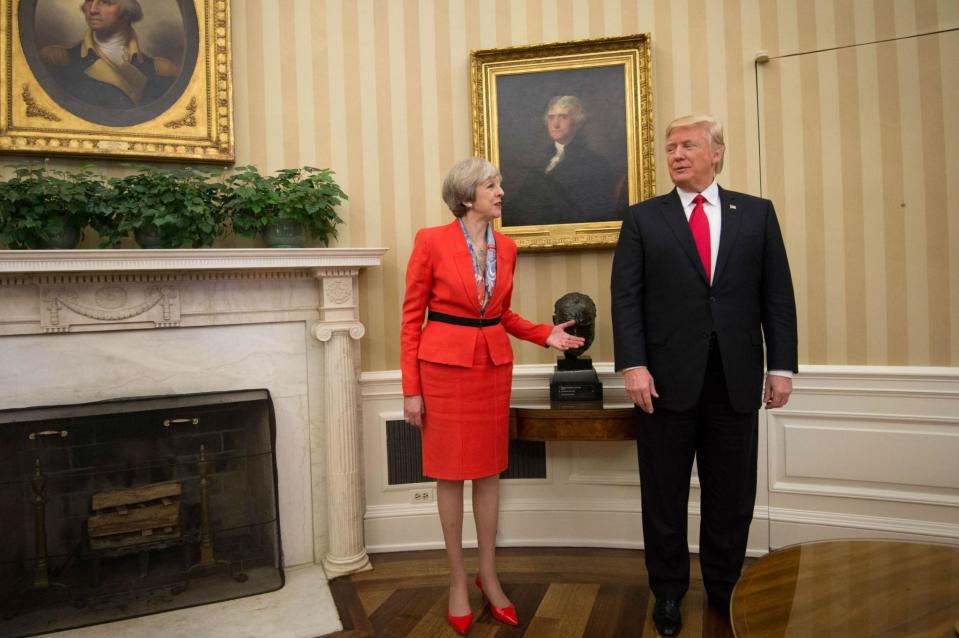 Identical? Theresa May and Donald Trump at the White House last month (PA)