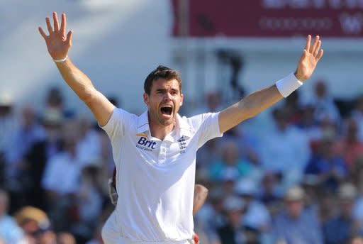 England's James Anderson during the third day of the second Test match against the West Indies on May 27. Anderson has made it clear he wanted to play at Edgbaston but England coach Andy Flower insisted now was the time for him to take a breather
