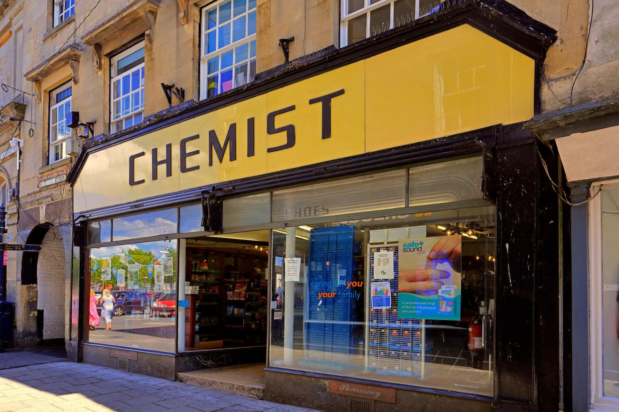 Chemist shop front, Little Brittox, Devizes. Taken July 2024