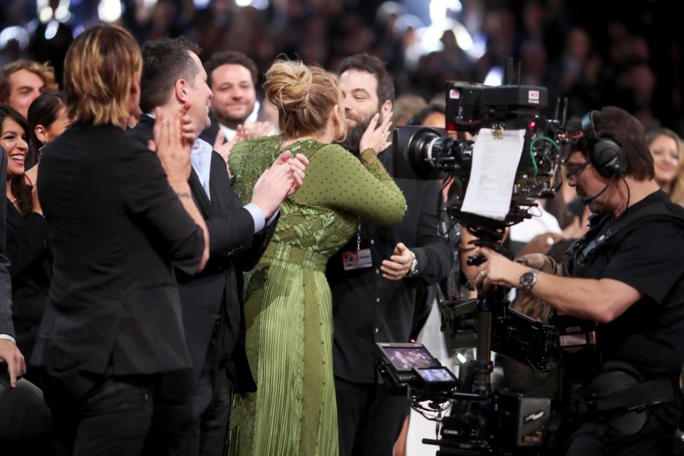 Split: Adele and Simon Konecki at the Grammys in 2017 (Getty Images for NARAS)