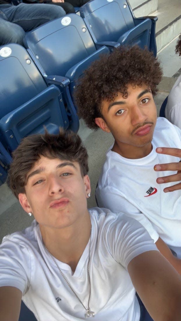 Best friends Julian Guindi, 15, left, and Bryan Barbosa, 14, recently attended a Yankees game together.