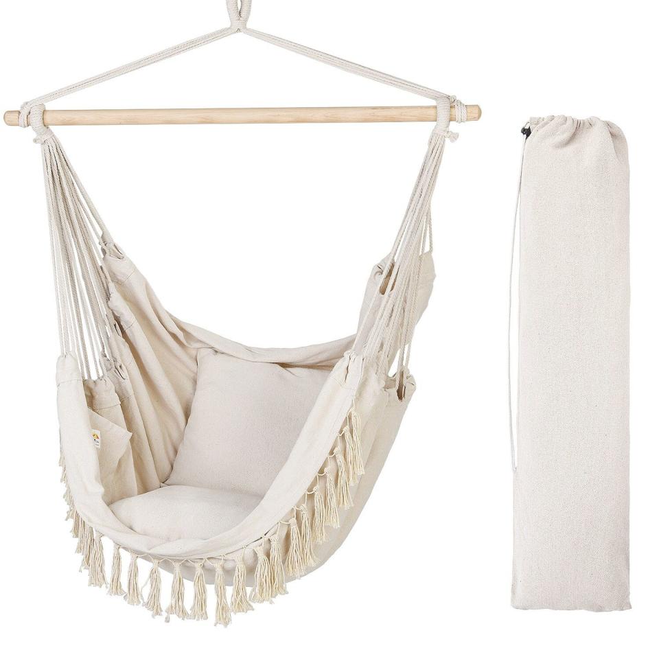 3) Hammocks Beige Fabric Hammock Chair