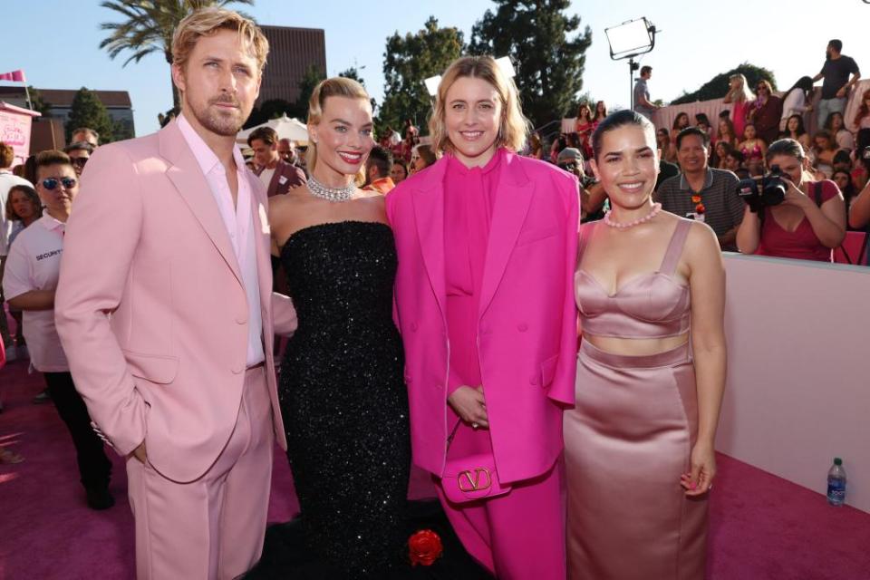 Ryan Gosling, Margot Robbie, Greta Gerwig and America Ferrera at the film’s premiere in Los Angeles.