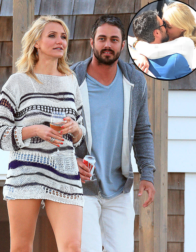<b>Diaz Smooches Gaga's Man!</b><br> All of Lady Gaga's Little Monsters can breathe a sigh of relief: Cameron Diaz was caught kissing the pop star's boyfriend for a movie role and a movie role only. Wearing very short shorts, Diaz was seen on location with her hunky co-star, Taylor Kinney, in the Hamptons on Wednesday. Their comedy, "The Other Woman," revolves around revenge on a cheating man. It comes out next spring.