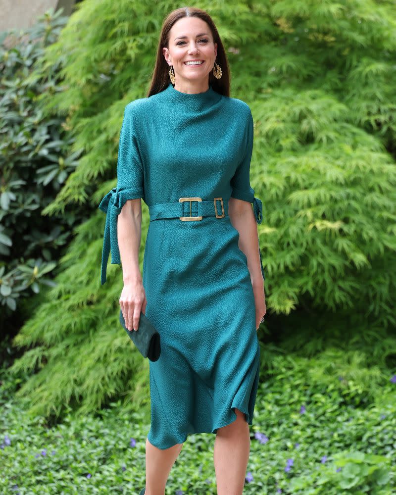 Teal mock neck dress