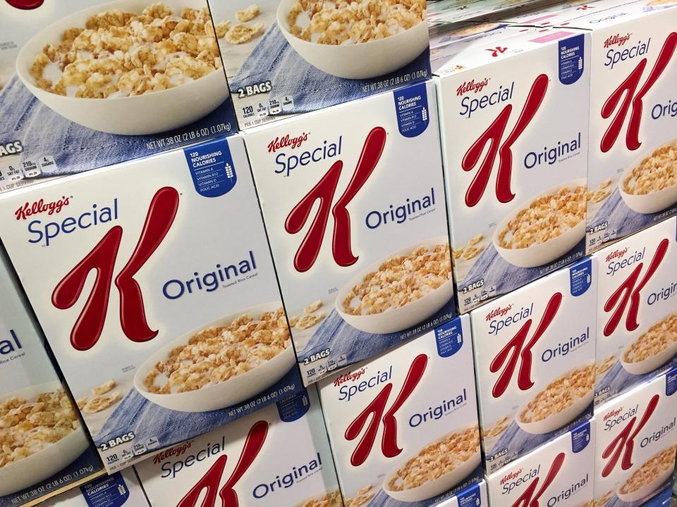 A Kellogg's cereal is pictured. The company faces backlash after CEO says families on a budget should eat cereal for dinner to save money.