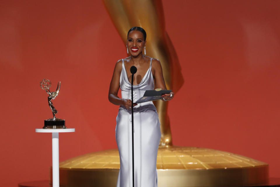 Kerry Washington at the 73rd Emmy Awards - Credit: Cliff Lipson/CBS