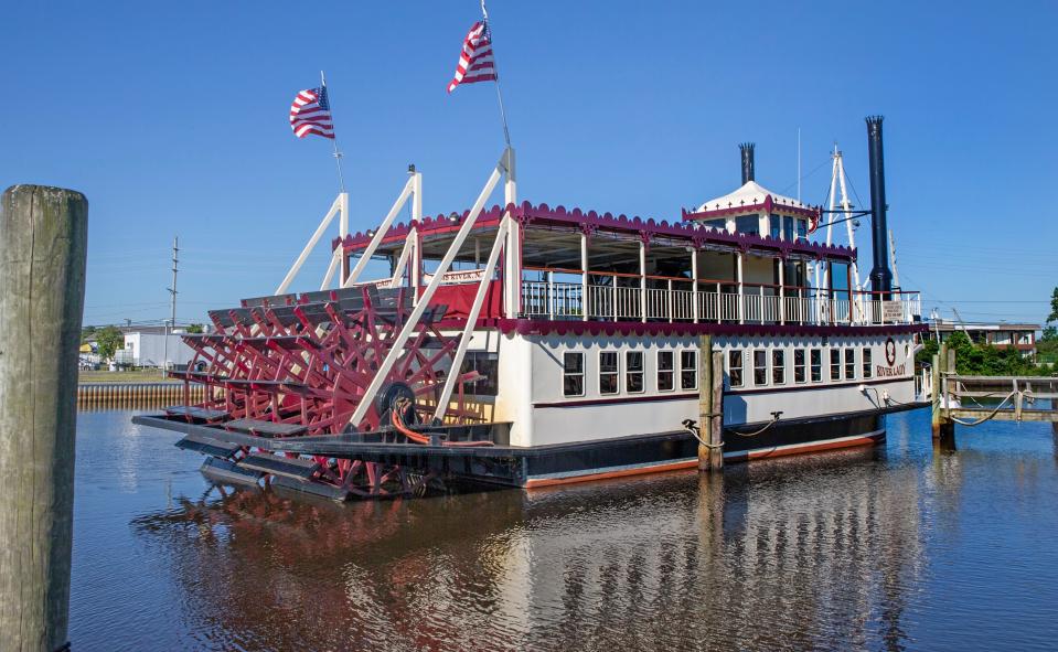 A paddlewheel powers the River Lady on daytime and evening cruises of the Toms River.