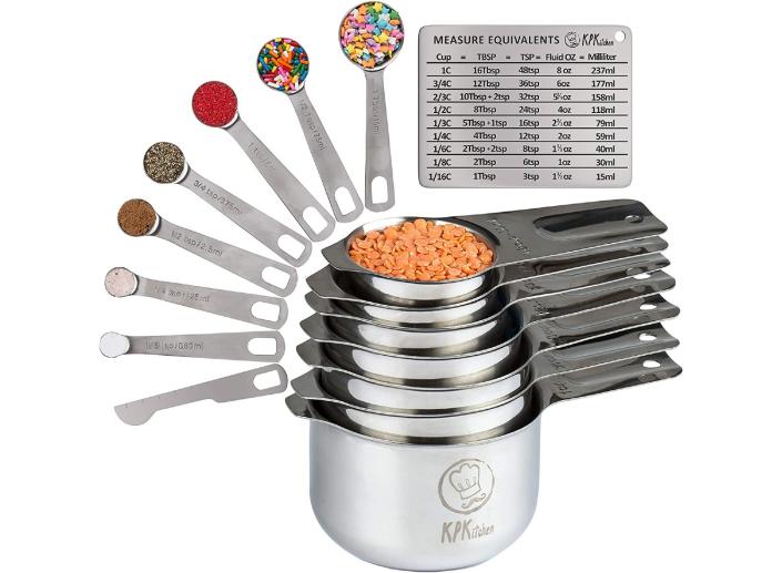 Never have to eyeball anything again with this measuring cup and spoon set. (Source: Amazon)