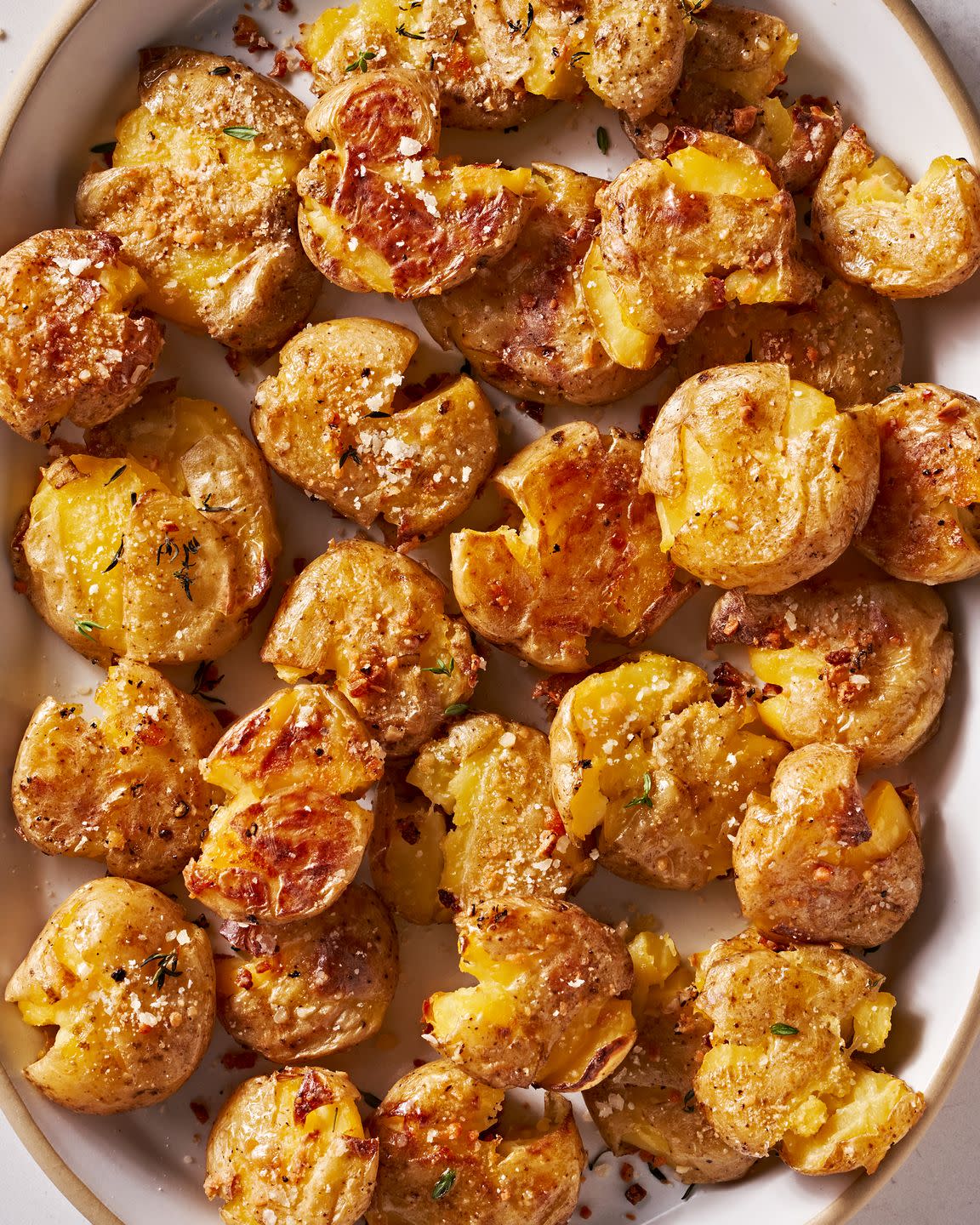 smashed baby potatoes with garlic and seasonings