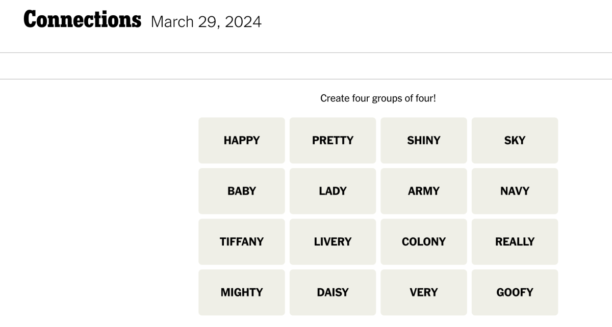 <em>Today's NYT Connections puzzle for Friday, March 29</em><em>, 2024</em><p>The New York Times</p>