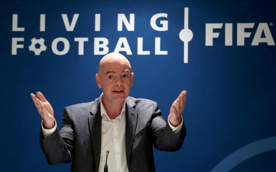 FIFA's President Infantino gestures during a panel discussion in Zurich - Reuters